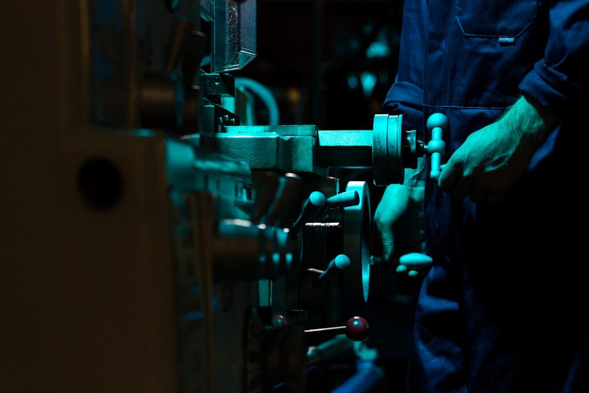 Engineer working with equipment