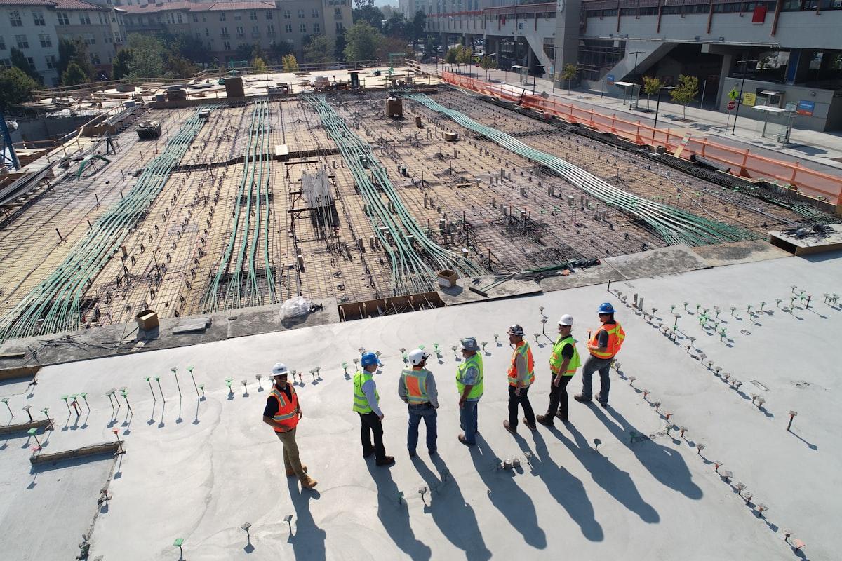 Demolition site with steel reinforcement exposed