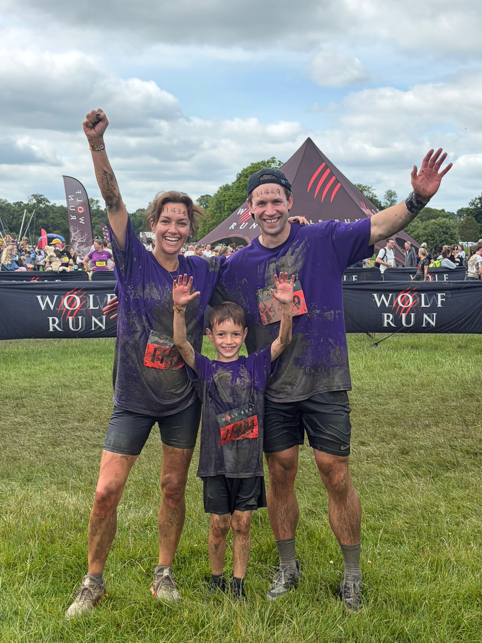 Leanne Howes, Josh Van Allen and family at the Wolf Run finish